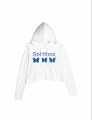 Butterfly Embroidered Vintage White Cropped Hoodie