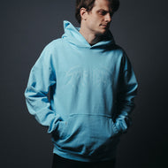 Light Blue Death Metal Logo Hoodie