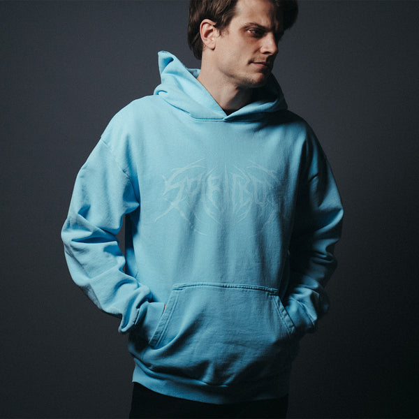 Pale Blue Eternal Front and Back Logo Oversized Hoodie